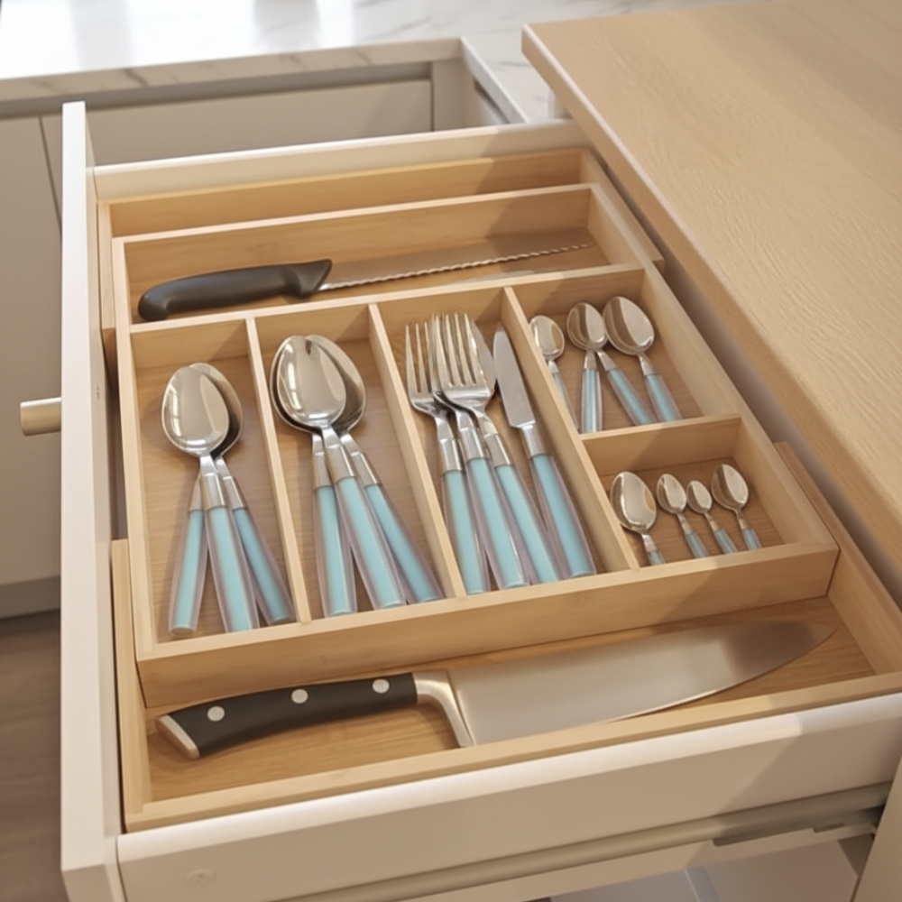 Porta Posate Bambù 7 Scomparti Estensibile - Kinvara