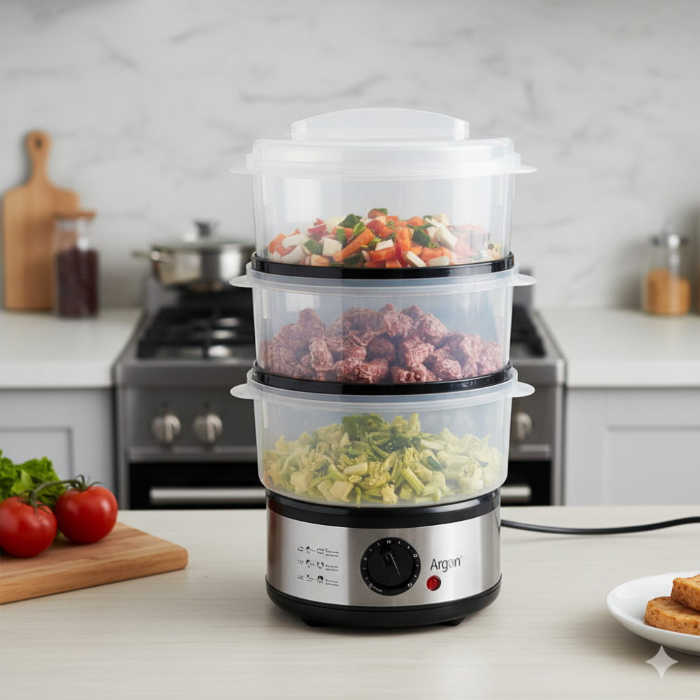 Vaporiera A 3 Livelli Acciaio 500W 2,5L - Argòn