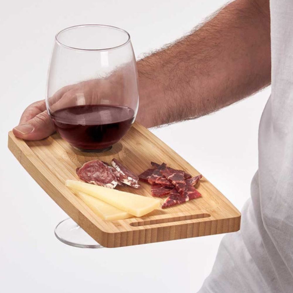 Vassoio Per Aperitivo Bambù Con Porta Calice Integrato – Kinvara