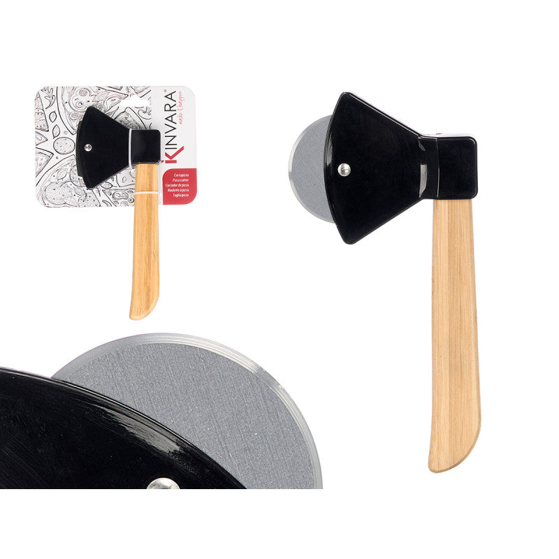 (2 Pezzi) Tagliapizza ad Ascia Kinvara - Design Nero & Bambù 🖤🌾