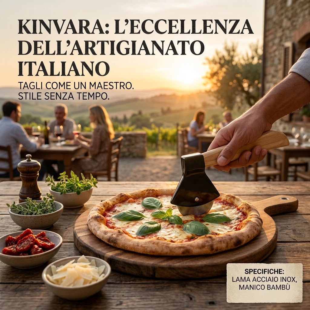 (2 Pezzi) Tagliapizza ad Ascia Kinvara - Design Nero &amp; Bambù 🖤🌾