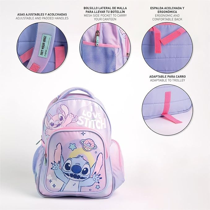 🌺 Zaino Scuola & Tempo Libero Stitch & Angel