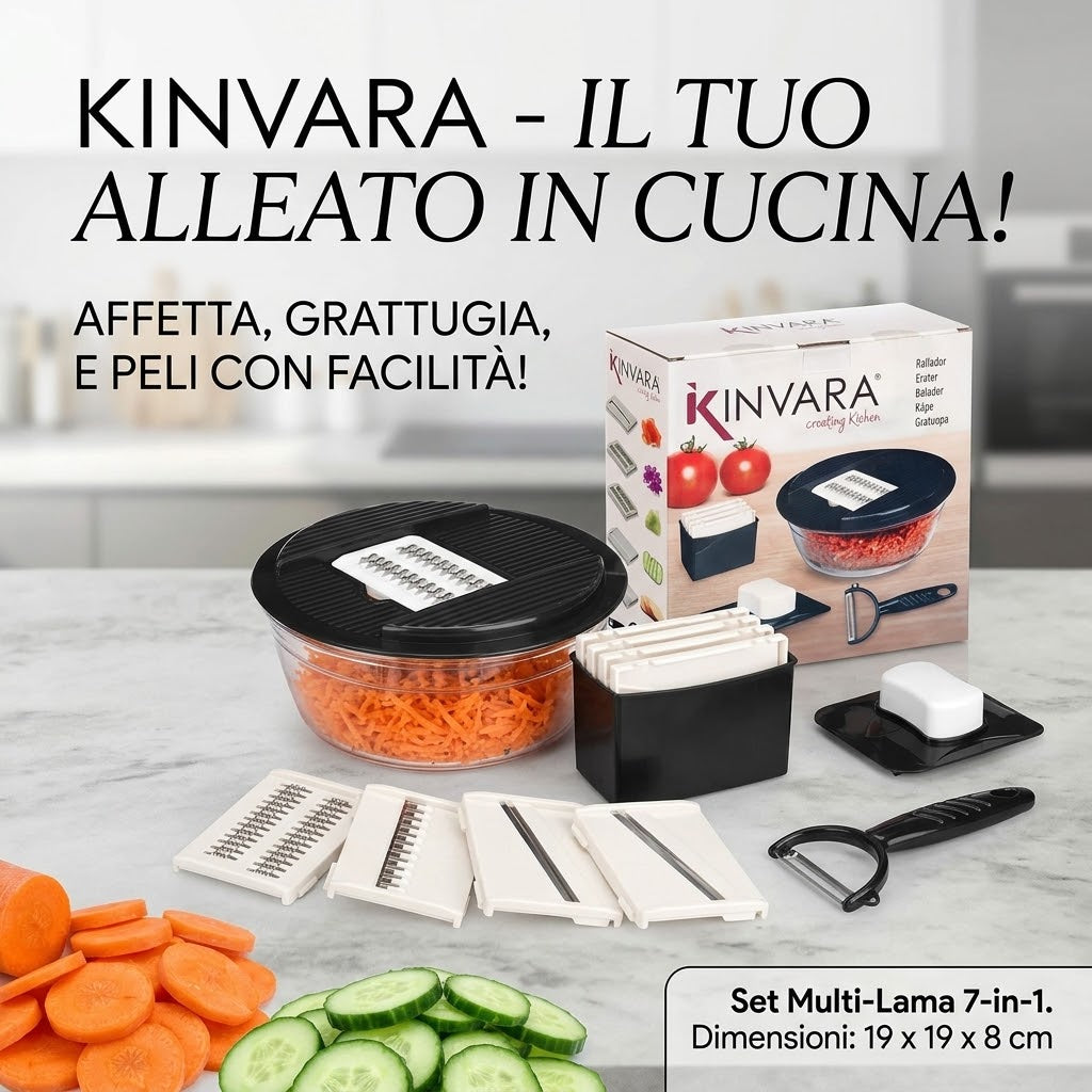 🎁 Set Tagliaverdure Multifunzione 5 in 1: Il tuo alleato in cucina! 🎁