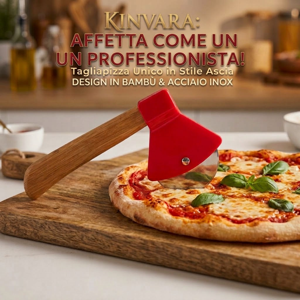 (2 Pezzi) Tagliapizza a Forma di Ascia con Manico in Bambù 🍕🪓