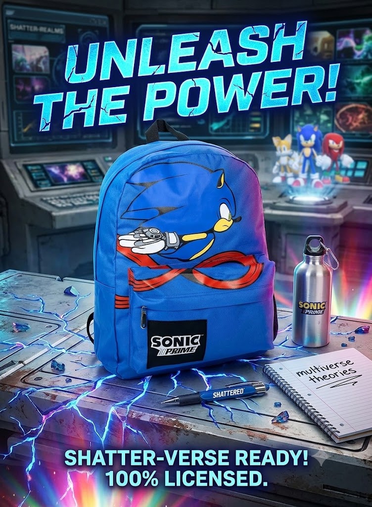 🦔⚡ Zaino Scuola & Tempo Libero Sonic Prime – Blu Elettrico 🎒🌀