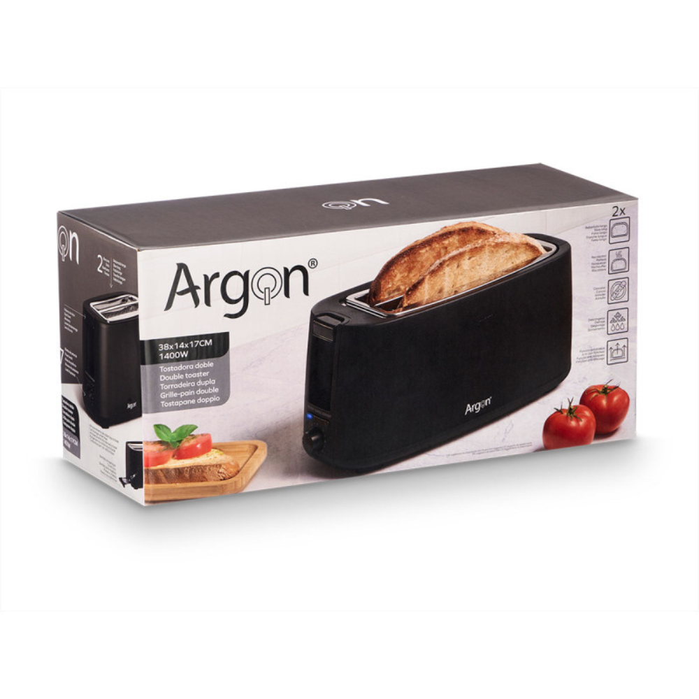 Tostapane Doppio Lungo Nero 1400W