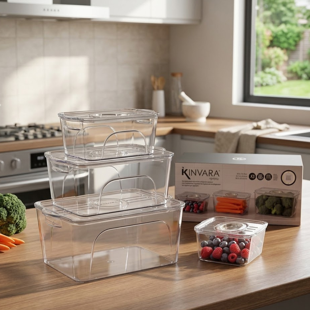 🥬 FreshKeeper Pro™ – Set Organizer Frigorifero Ermetico 3 Pezzi