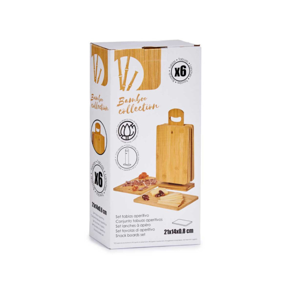 Set 6 Taglieri Bambù Con Supporto