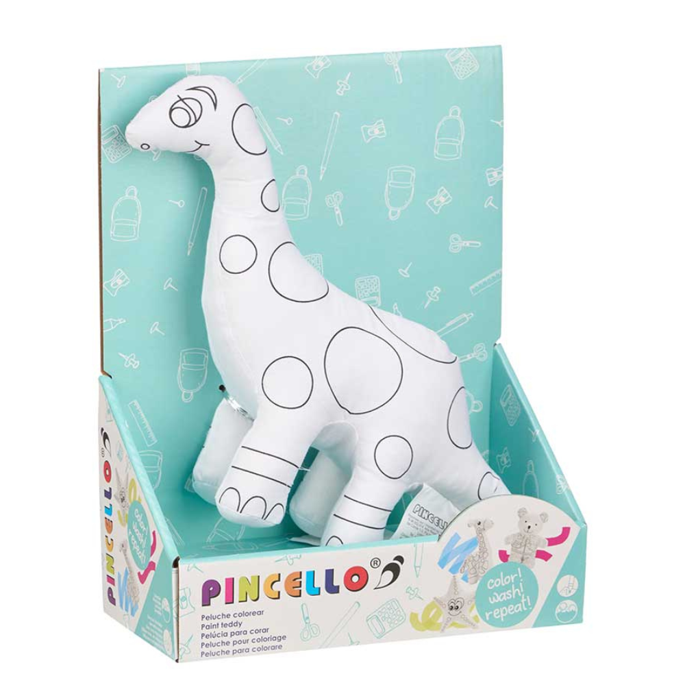 Peluche da Colorare – Dinosauro Creativo con 4 Pennarelli Inclusi – PINCELLO