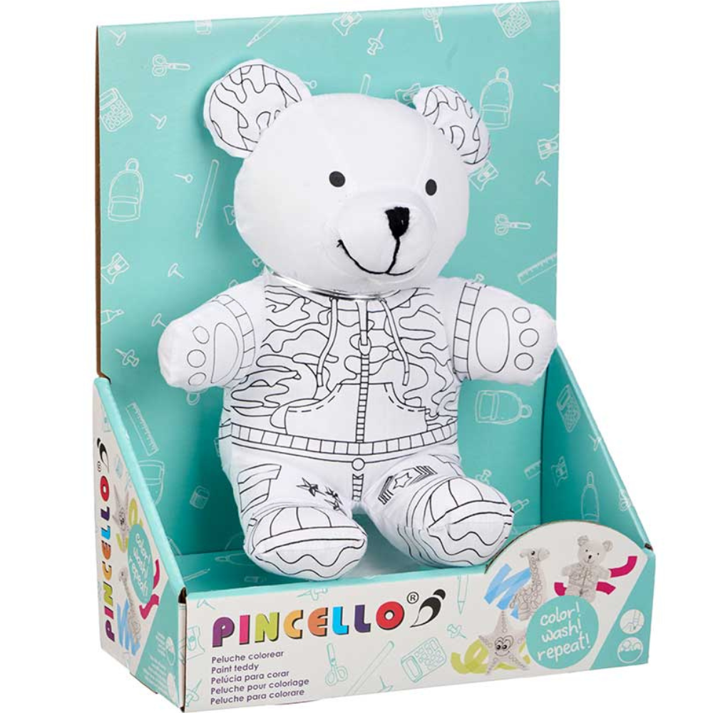 Peluche da Colorare – Orsacchiotto Creativo con 4 Pennarelli Inclusi – PINCELLO
