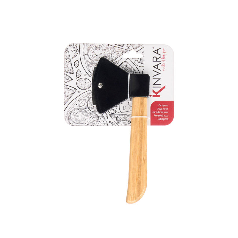 (2 Pezzi) Tagliapizza ad Ascia Kinvara - Design Nero &amp; Bambù 🖤🌾