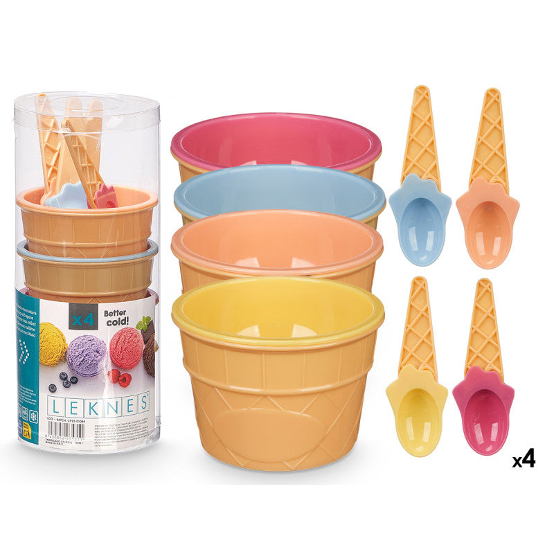 Set 8 coppe gelato con 8 Cucchiai + Porzionatore Per Raccogliere Dalla Vaschetta