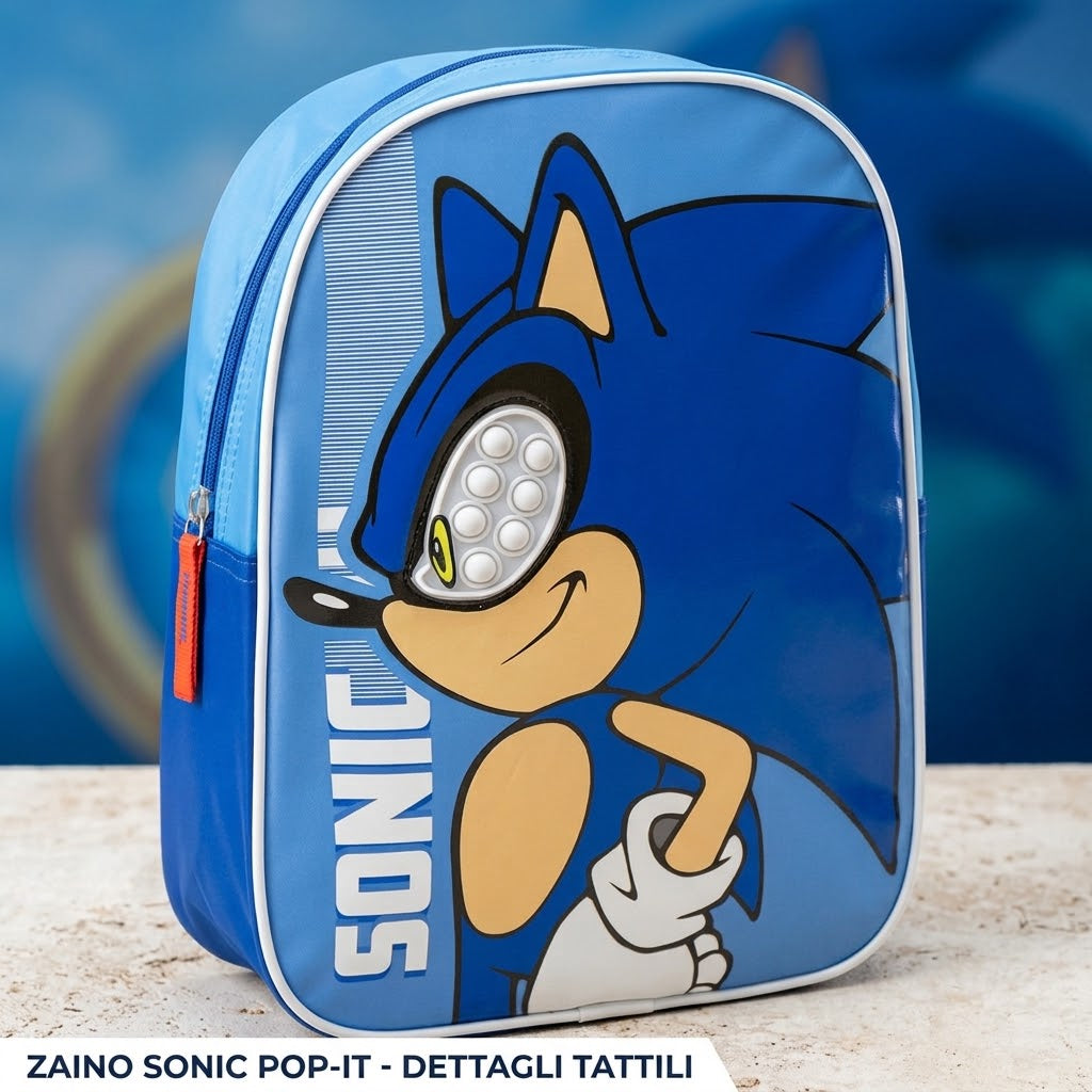 🦔🎒 Zaino Scuola Asilo & Tempo Libero Sonic the Hedgehog con Pop-It Tattile
